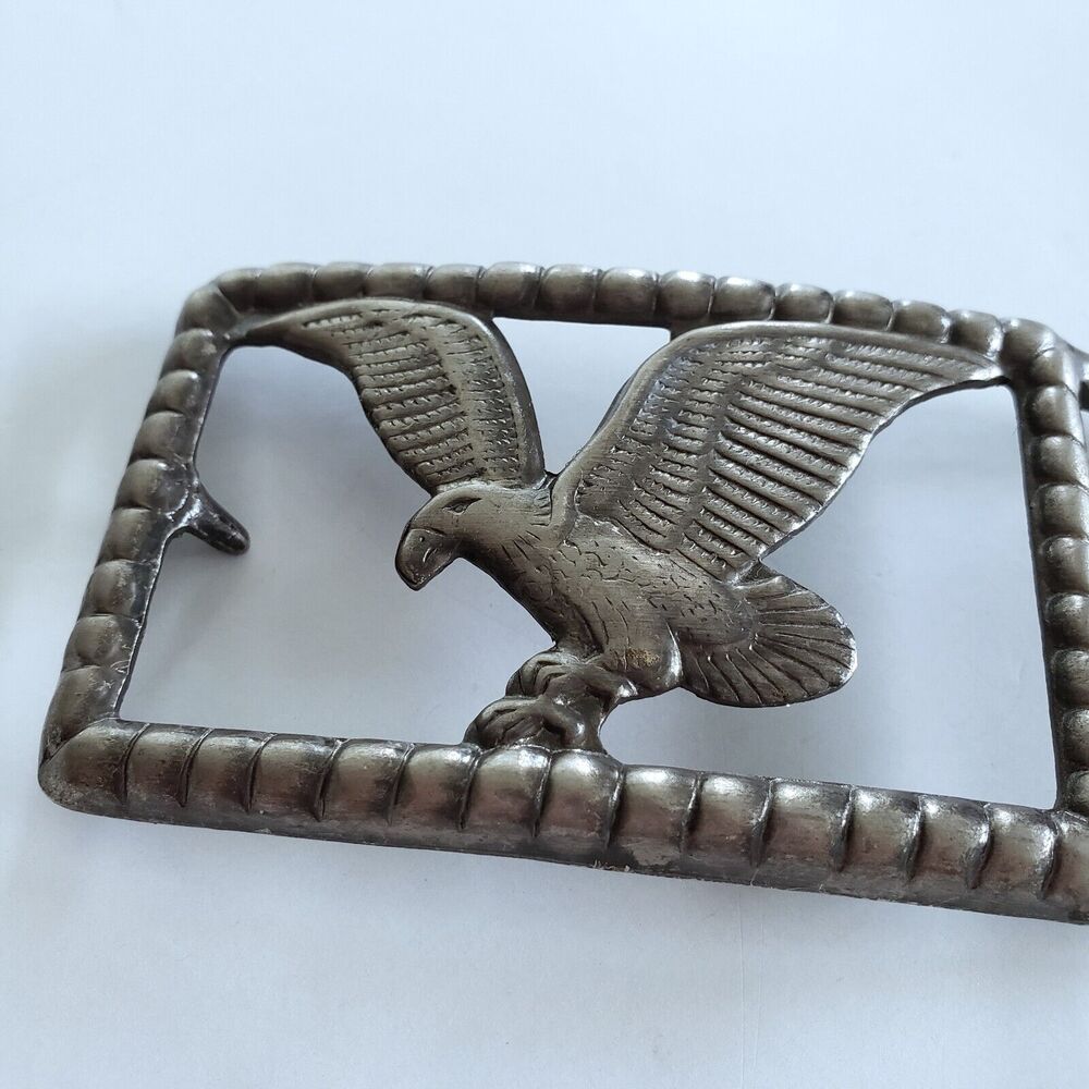 Vintage Eagle Belt Buckle Silvertone Embossed Country Western Rodeo Biker Retro - Picture 5 of 9